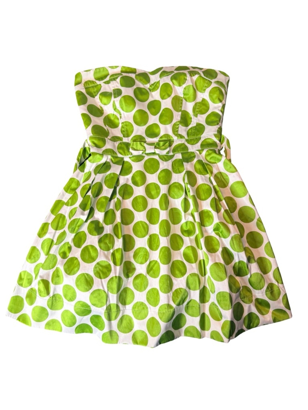 Ruby Rox retro/pinup strapless White Dress Green Polka Dots size 9 women jrs